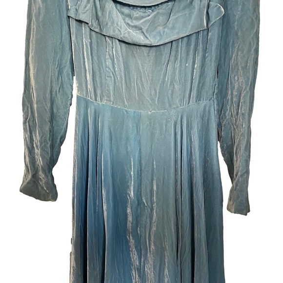 VINTAGE 1950s Light Blue Crushed Velvet Circle Skirt Dress Mrs. Maisel XS/S - Picture 5 of 15